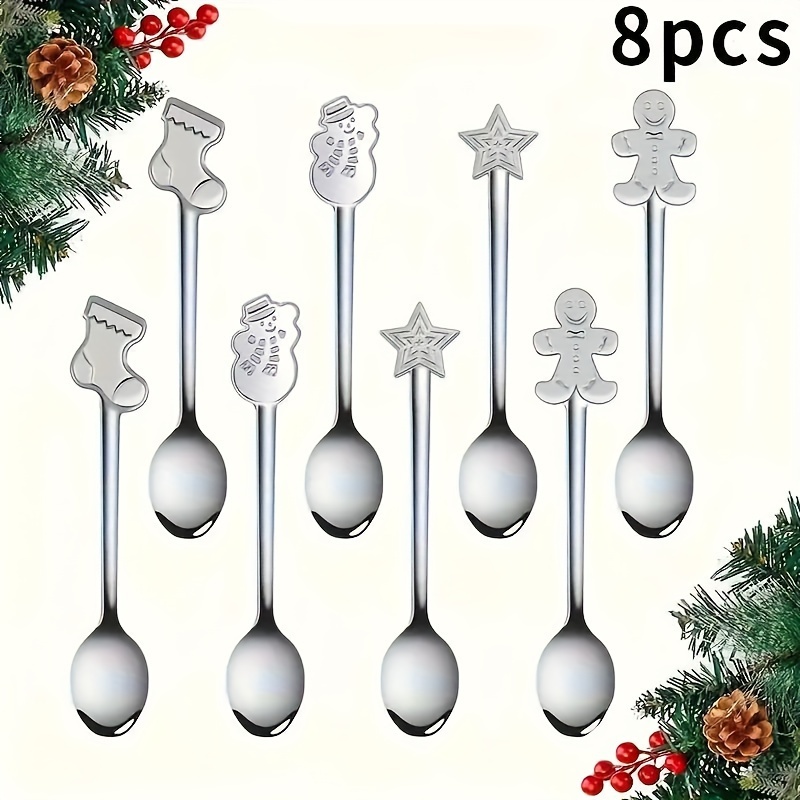 

8- Stainless Steel , For , Tea, Desserts & Ice , For , Restaurant, & , Christmas, , Christmas , Kitchen & Dining Utensils, , Stainless Steel