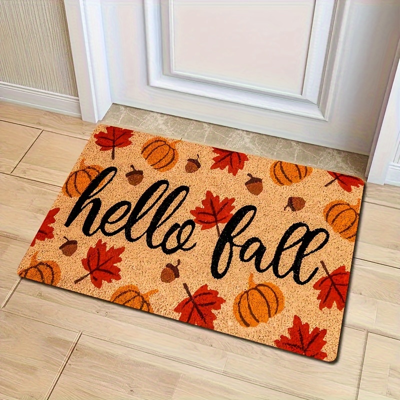 

Thanksgiving Doormat - Machine Washable, Stain Resistant Rectangle Polyester Mat For Indoor Outdoor Entrance, Low Pile, Easy Clean Door Rug With Autumn