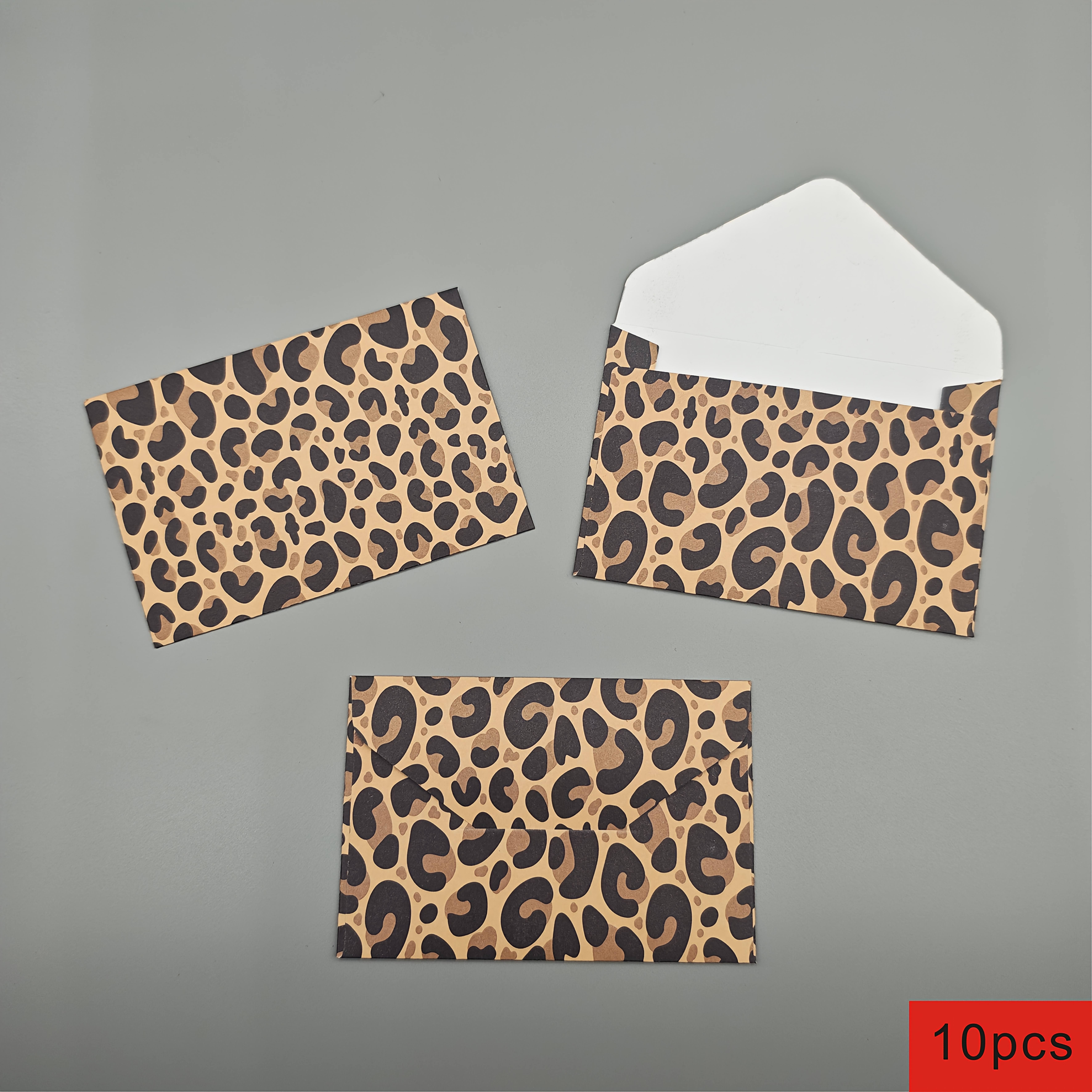 Image of 10/50/100pcs Elegant Vintage Leopard Print Envelopes, 4.13 X 2.76 Inches - , Durable Stationery, , Ideal For Wedding And Party Invitations
