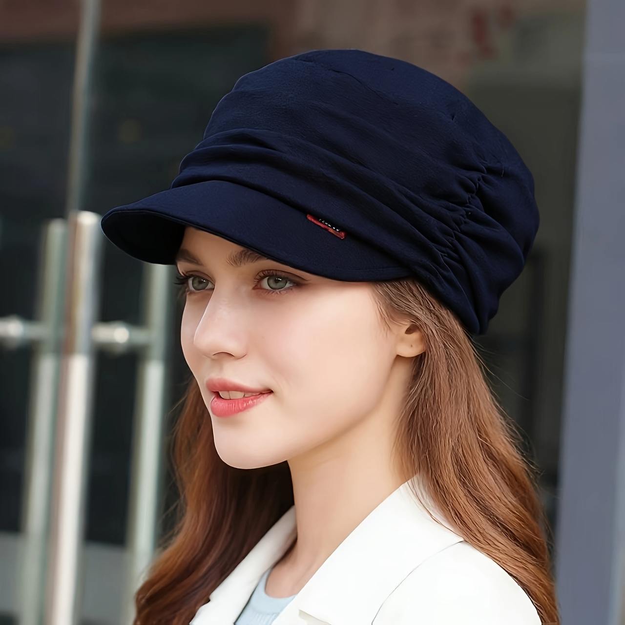 TEMU Nuovo cappello a tesa morbida a forma di d'anatra, cappello piatto plissettato , taglia grande, e che il , cappello in tessuto