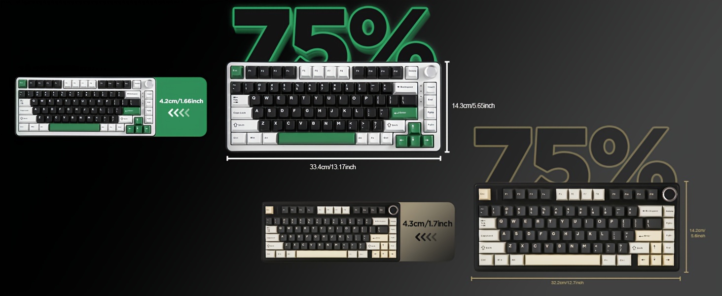 b75 gaming keyboard 75 with rgb hot swappable mechanical switches ergonomic gasket mount and multi wireless type c 2 4 details 2