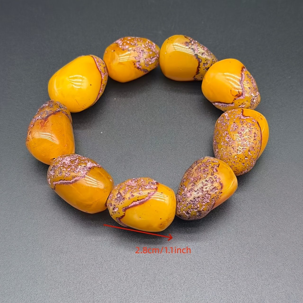Unisex Natural Amber Wax Beaded Bracelet, Couple's Style