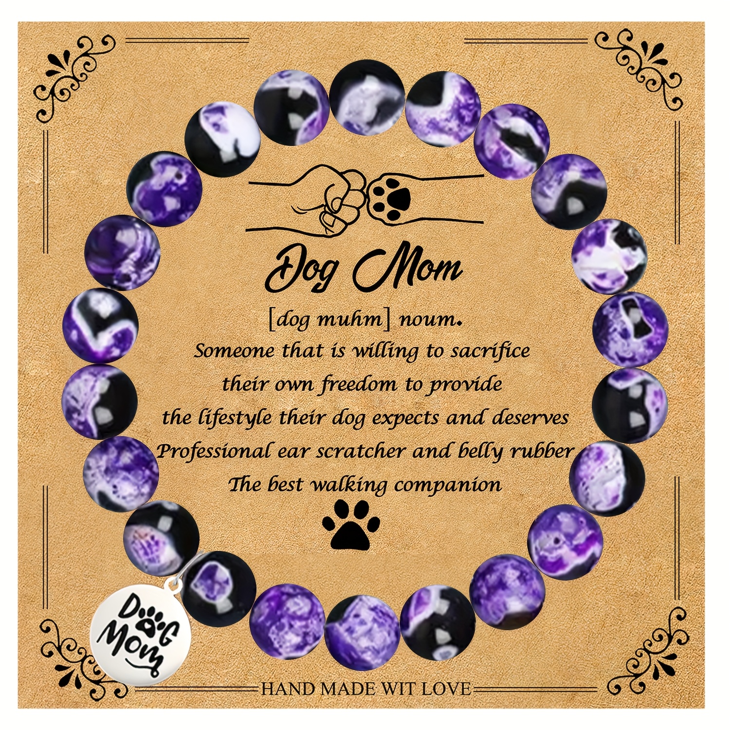 Dog Mom Bracelet with Gift Card for Valentine's Day