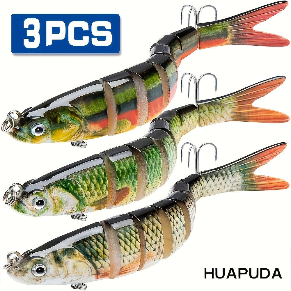 

Huapuda 3pcs Freshwater And Saltwater Fishing Lures, Bionic Swim , Realistic Bass Trout Crappie Swim , Fishing Lure Set, Great For Men, Essential For Gear