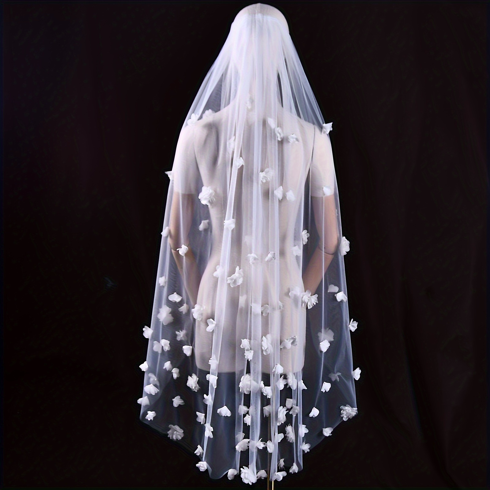   qoʻlda tayyorlangan 3D gulchambar toʻylik tikanli xushbichim toʻylik aksessuari ayollar uchun, tafsilotlar 0, 1,2 m uzunlikda, yagona qatlam, nafis toʻy aksessuari