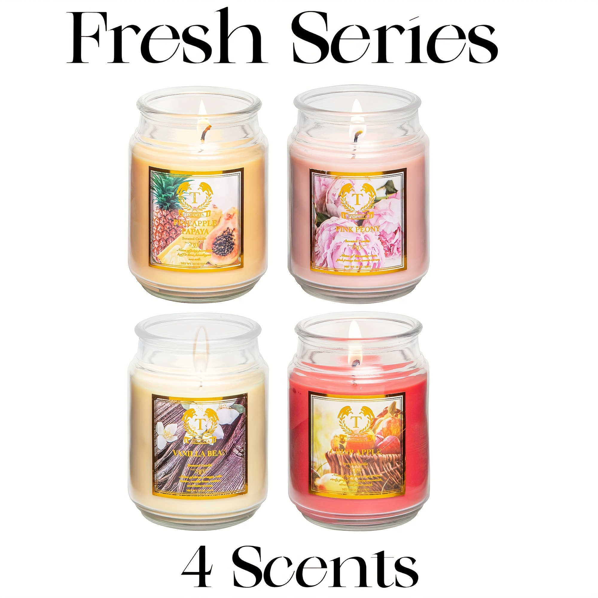 TEMU Scented Candles - 6 Scents, 18oz Women's Scented Candles Decorative Soy Candles Portable Travel Candles Yoga Valentine's Day Birthday Gifts For