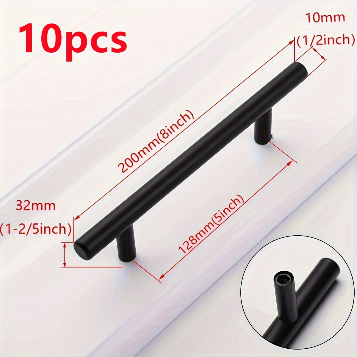 TEMU 10pcs Poignées en T, Poignées de Tiroir, Alliage d'Aluminium Durable, Facile à Installer, Tiroir de Meuble pour Utilisations Multiples