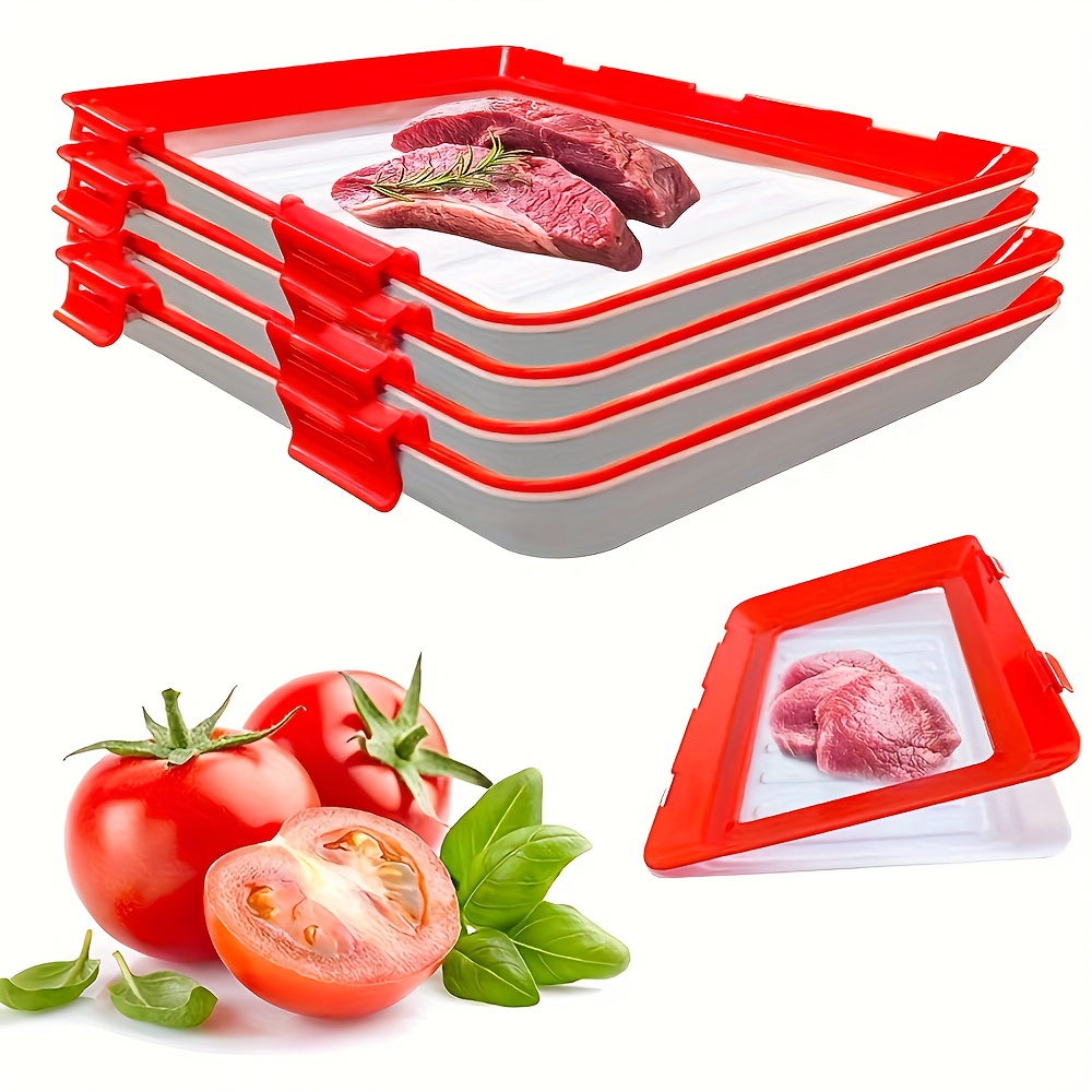 

1pc/5pcs, Food Preservation Plate, Reusable Food Tray, Kitchen Storage Plate, Preservation Film Tray For Restaurant Eid Al-adha Mubarak