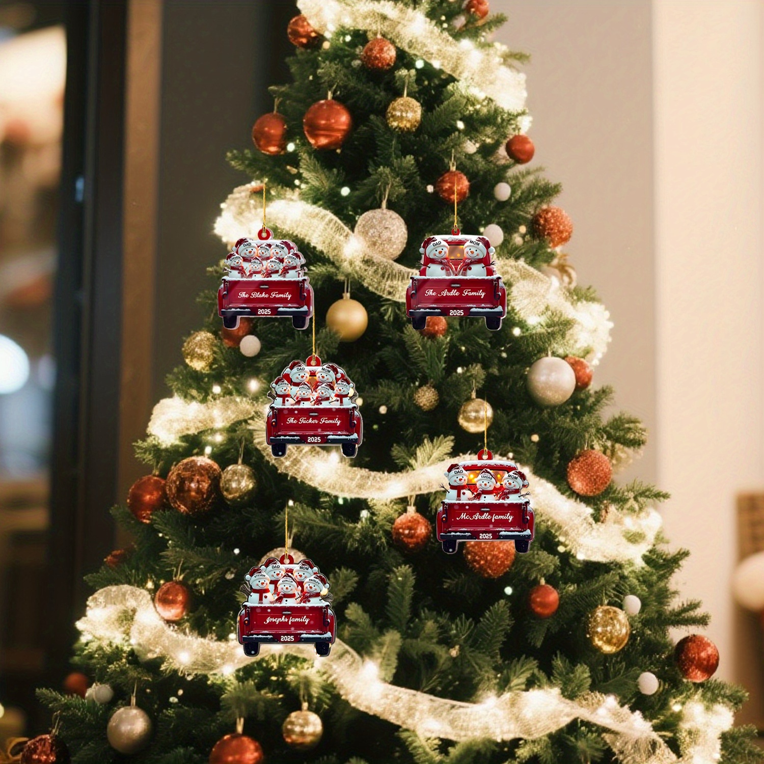 2D Flat, 2025 Custom Christmas Ornaments - Personalized Snowman Family Ornaments for 2-9 People (with Names & Year), Christmas Tree Decor, Unique Xmas Gift for Family, Holiday Decorations, Festive Design, Resin Ornament, Holiday Shoppers