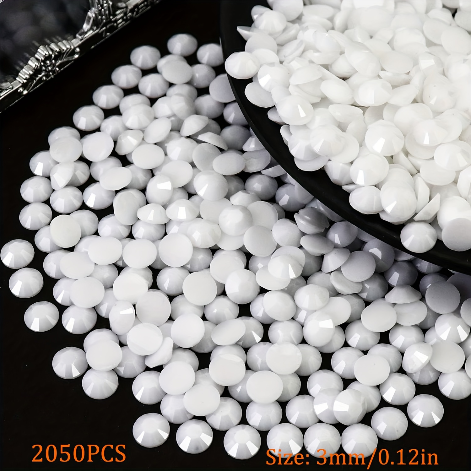 Image of 1050/2050pcs 2/3/4/5/6mm Resin Flat Back Rhinestone, Round Non Hotfix Flatback Resin Rhinestone Beads For Nails, Tumblers, Diy Bling Embellishments, Loose Glitter Rhinestone Stone
