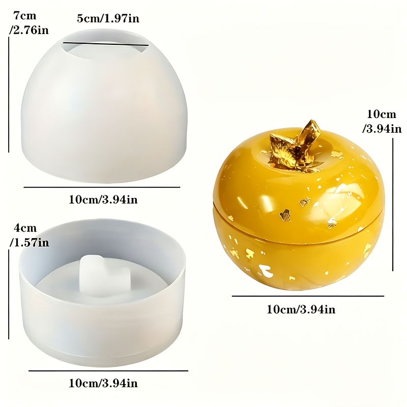 TEMU Moule en silicone de pomme avec couvercle pour moulage de résine époxy – Idéal pour la fabrication de boîtes à bijoux, de contenants et de
