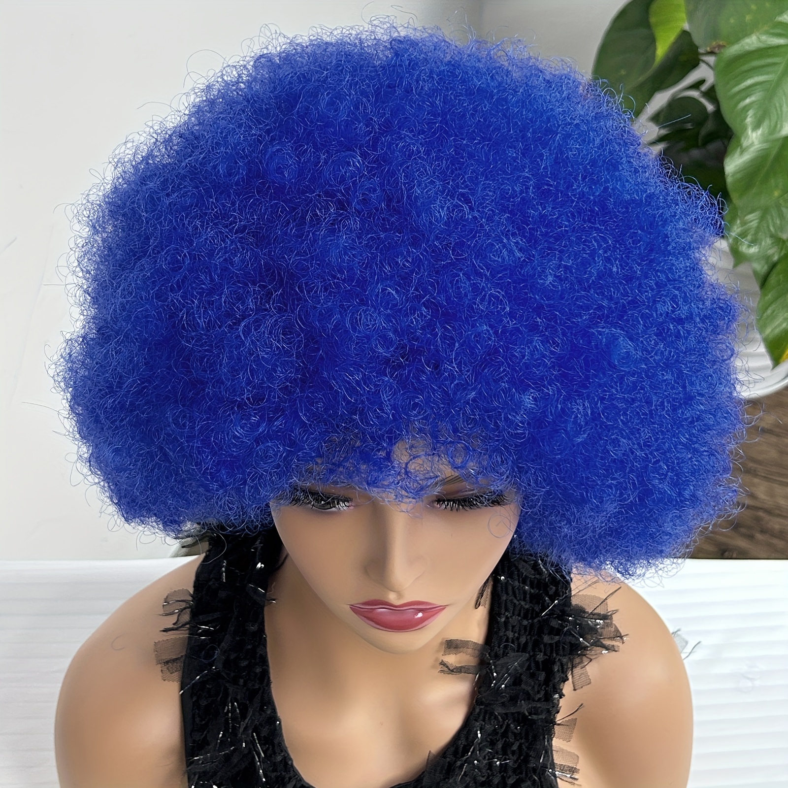 Blue Wig Afro Puff Wig Synthetic Wig Short Wigs Temu