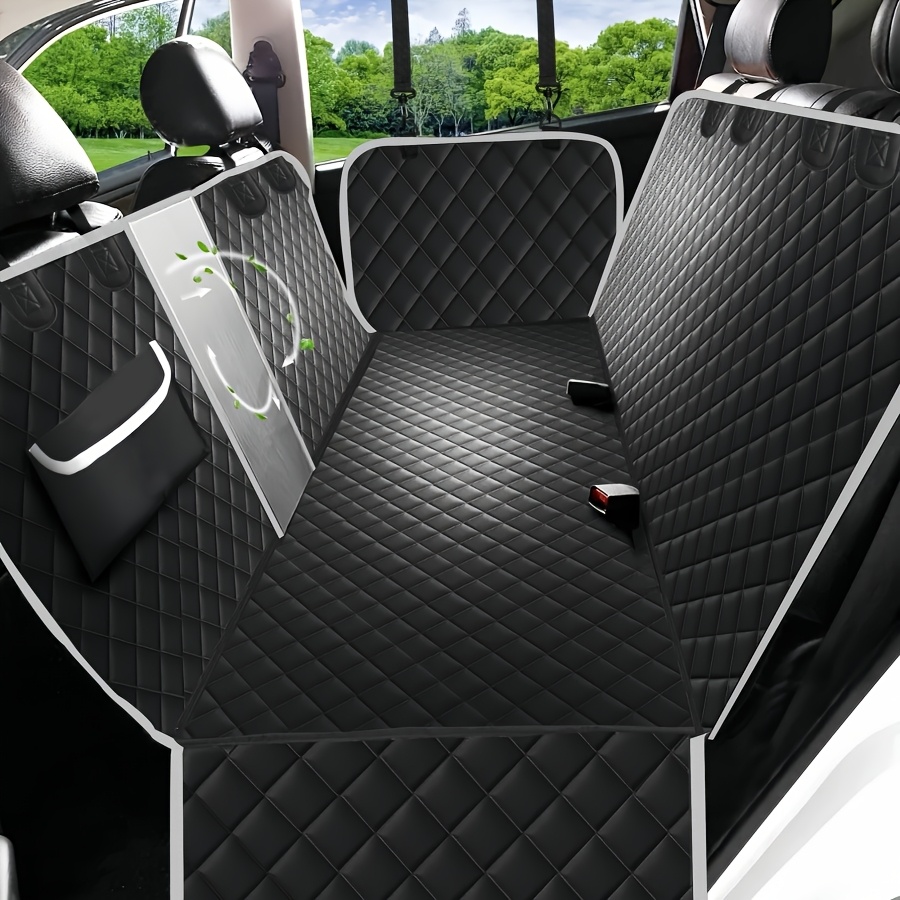 TEMU Dog Car Seat Cover, With Storage Pockets And A Mesh , Is Waterproof And Non-slip. A Sturdy And Durable Scratch-resistant Pet Dog Back Seat