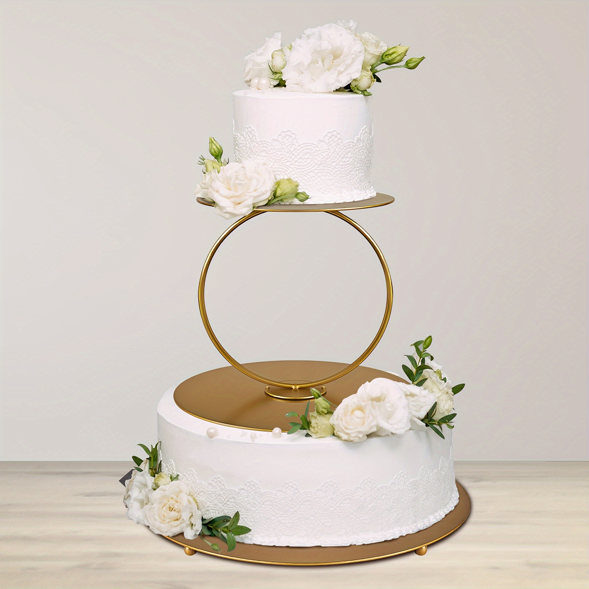 2pcs Gold Metal Floating Cake Stand Spacer Round Decorating Display  Pastry Holder for Wedding Birthday Party for to Cake  Centerpiece