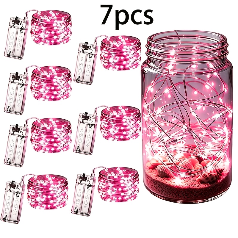 TEMU 7pcs Set, 299.72cm, Pink Led String Lights, Multi-functional Decorative String Lights, Long, , Used For Indoor Decoration, Christmas, Halloween,