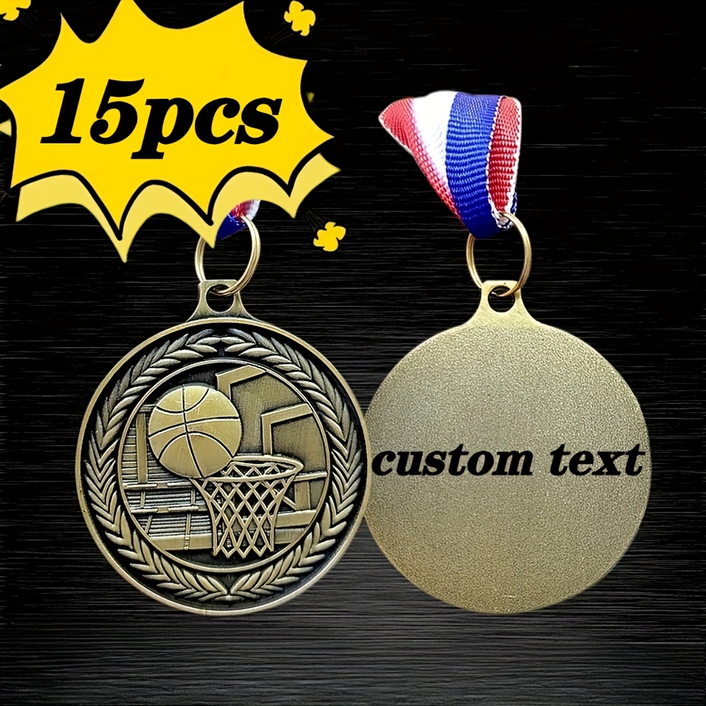 TEMU 15pcs Customizable Basketball Medals, Student Name Tags, Basketball Competition Medals, Souvenir Medals, Gift Medals, Customization Service