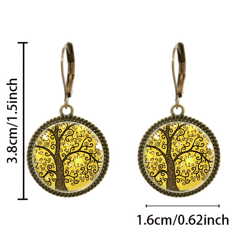 2pcs Set of Classic Pendant Earrings with Tree Design