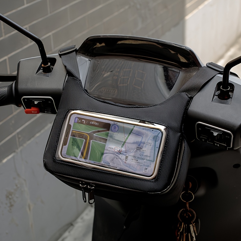 TEMU Motorcycle Electric Scooter Moped Dashboard Front Hanging Bag Touch Screen Mobile Navigation Outdoor Storage Bag Handlebar Head Bag