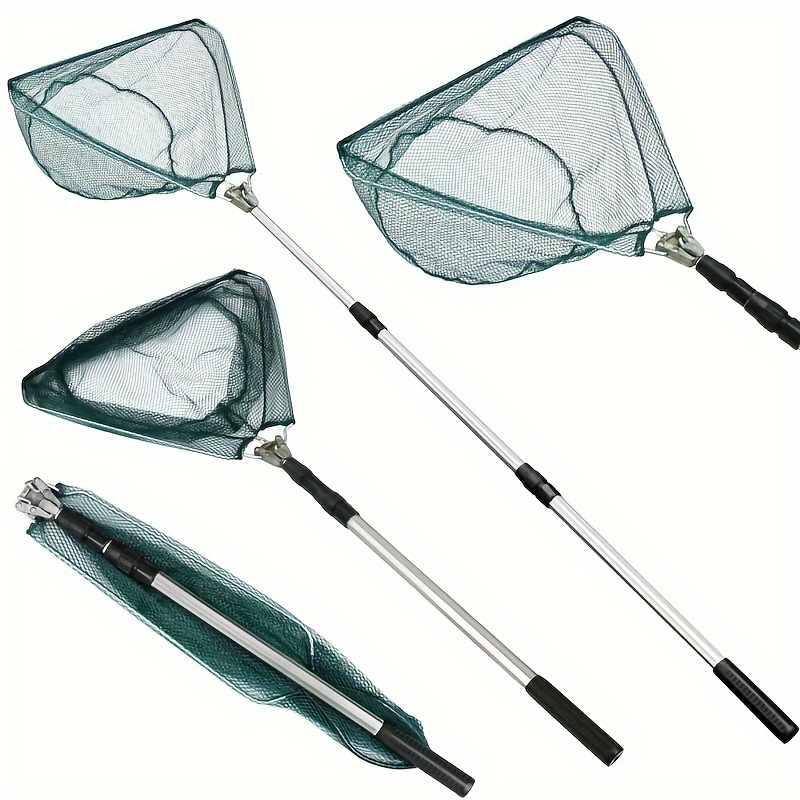 

210cm/82.67in, 190cm/74.80in, Telescopic Folding Aluminum Handle Fishing Landing Net 3 Section Extending Pole, 1pc