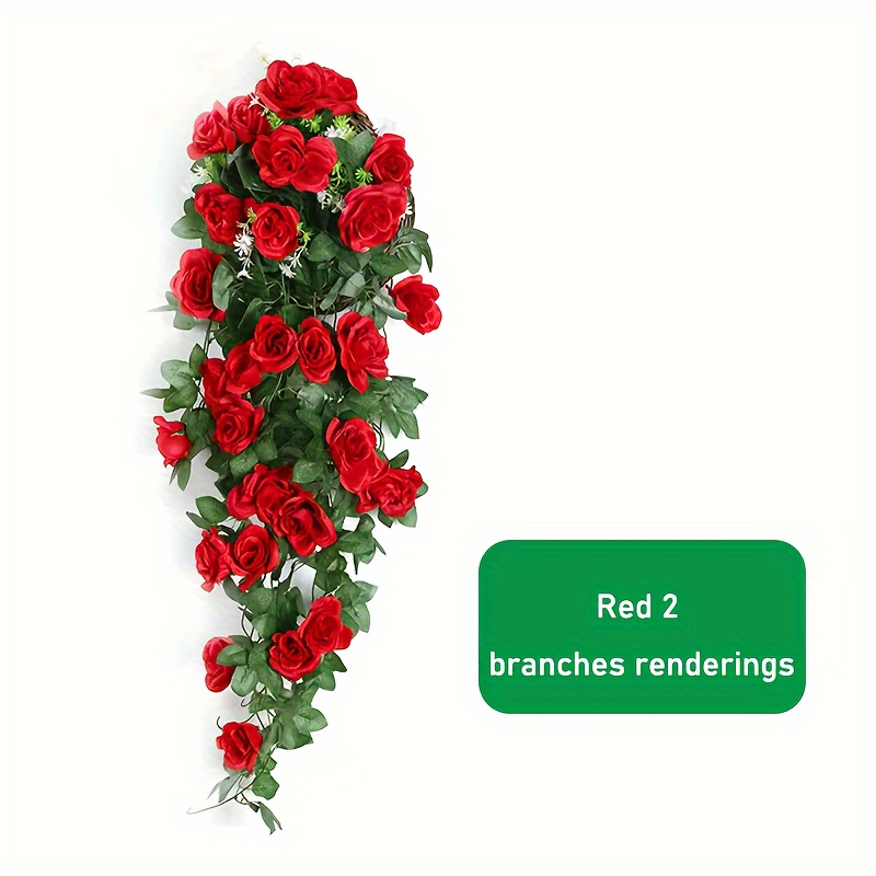 TEMU 2-Pack de rosas artificiales, plantas de de plástico para colgar en el jardín, pared, valla, decoración de puerta de casa interior y exterior, sin contenedor, sin batería