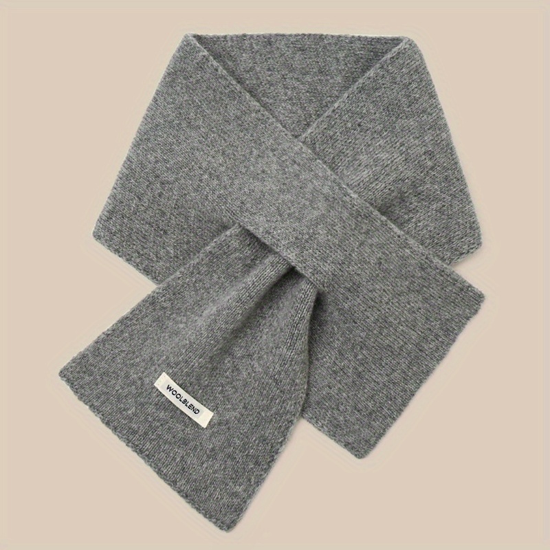 Image of Luxury Wool Solid Color Cross Scarf Women's -match Korean Atmosphere Couple Student Temperament Elegant Warm Neck Scarf Neighbor Scarf, Autumn Clothing Additions, Optional