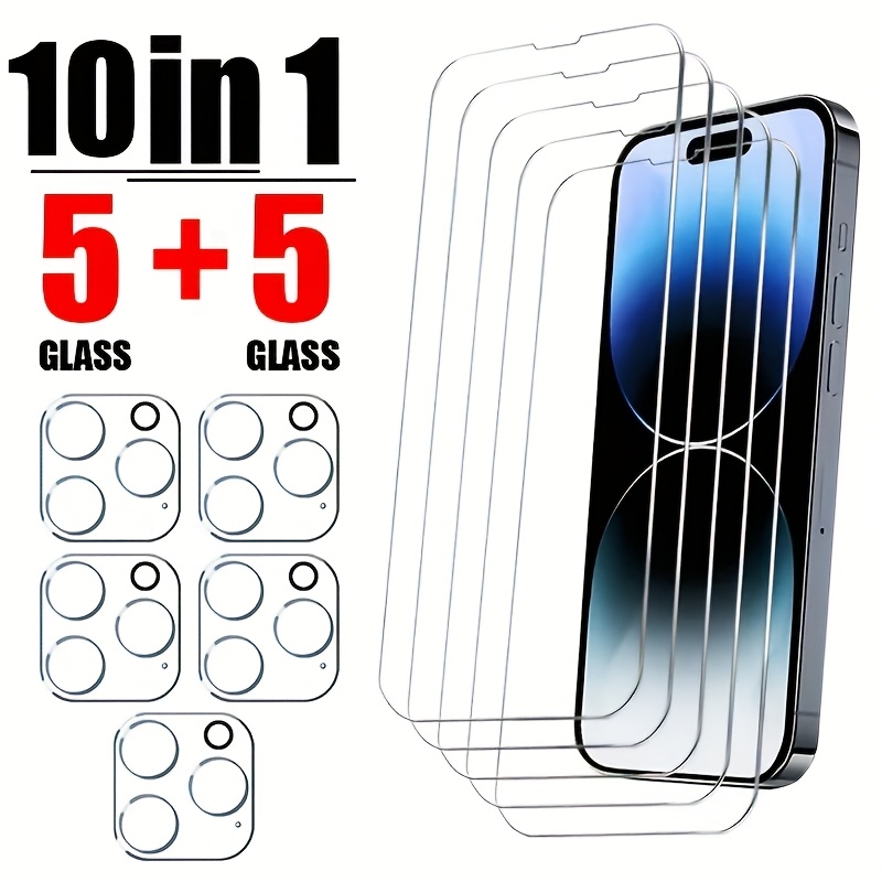 TEMU 10in1 Phone Screen Protector For Iphone 16/16 Smartphone 16 Plus/16 Pro Max Tempered Glass Protective Film Pro/15 Plus/15 Pro Max/14/14 Plus/14
