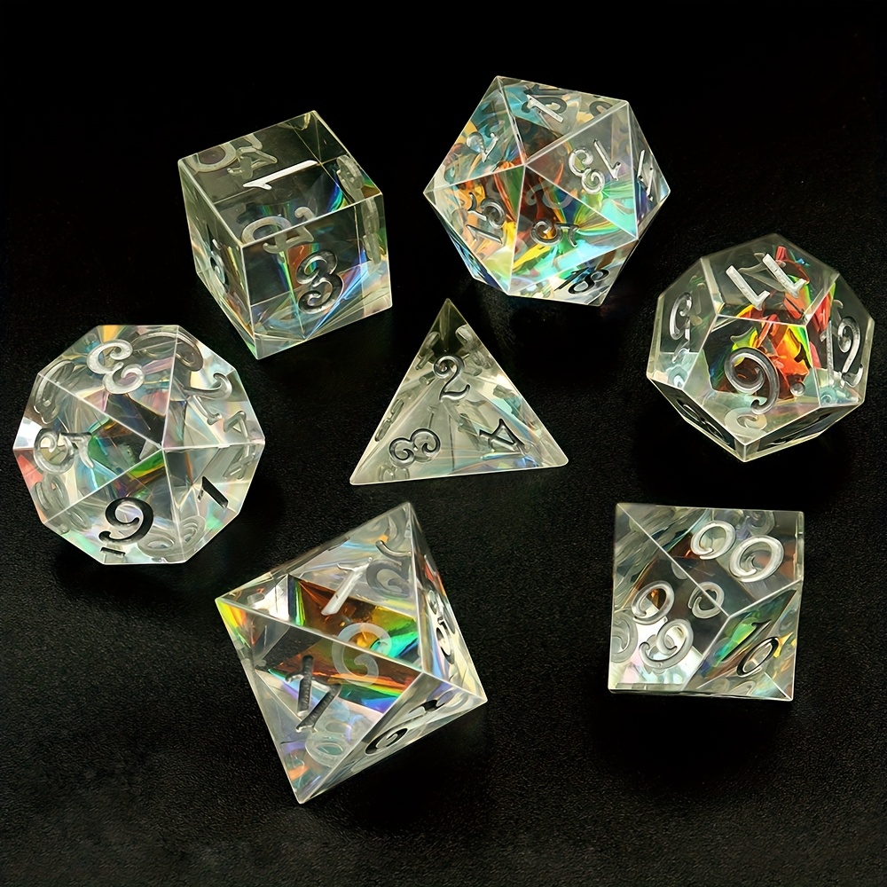 

Clear Refractive Multi-colored Polyhedral Resin Dice Board Game Party Supplies Gift For Game Lovers