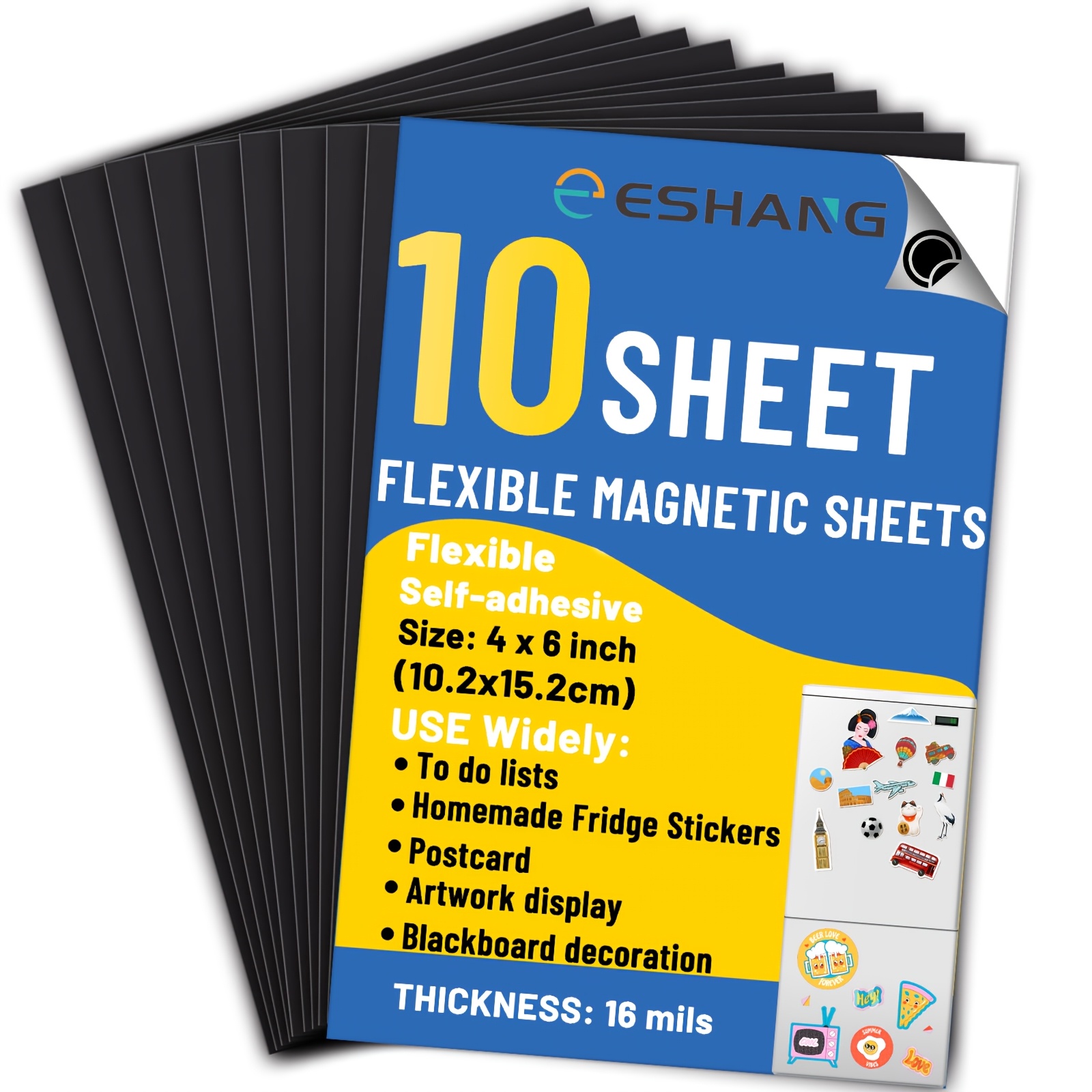 TEMU Eshang 4r Magnetic Adhesive Sheets, 4 X 6 10-pack Photo Mats Cuttable Magnets Flexible Magnet Sheet For Crafts Photos Classroom Decorations ,