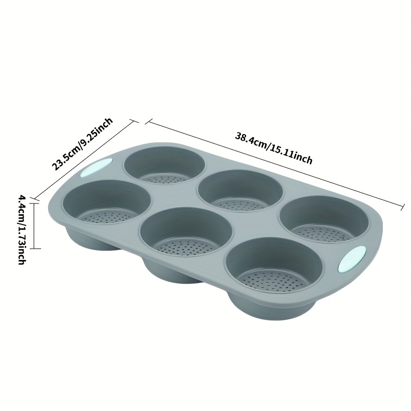 6- Silicone Burger Bun Pan For Baking - Nonstick Hamburger Bun Mold With 6-section Dough Maker, Heat-resistant (356°f) For Homemade Bread, & Uniform Shaping, Compatible With Ovens & Bread Machines