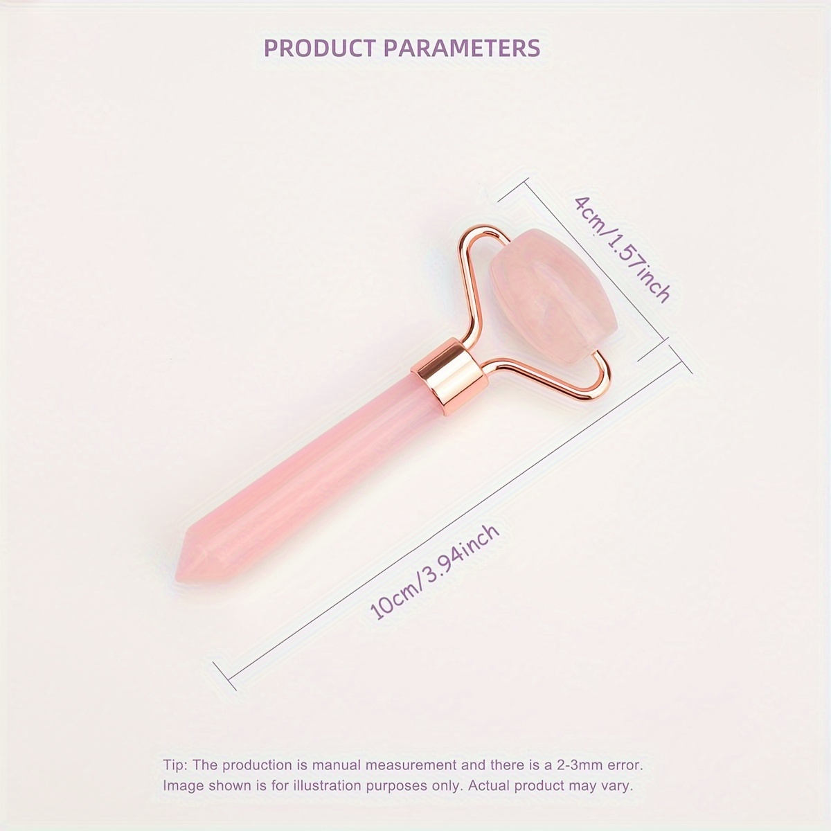 Image of A Single-headed Small Bead Acrylic Pointed Rod Facial Roller For Facial Massage, Beauty Massage Device, Rose Quartz/white Facial Roller.