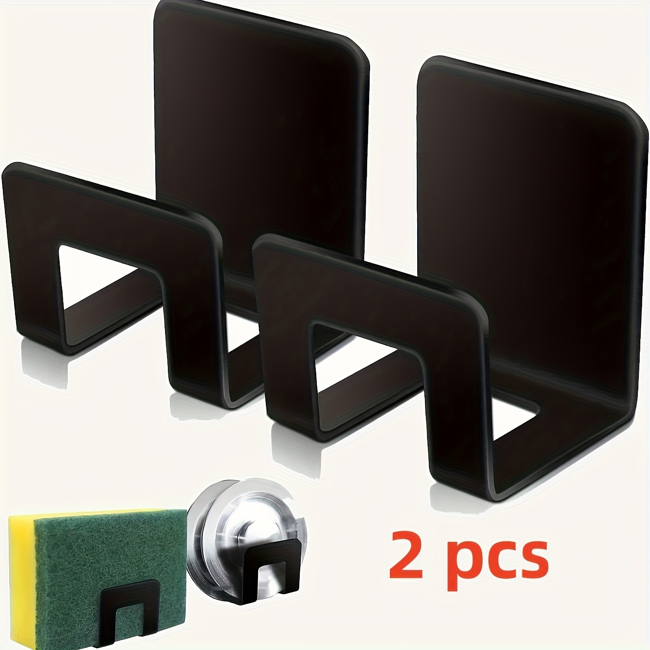 E-shop 2 Stück Edelstahl Schwamm- & Tuchhalter – Wandmontierter Küchenorganizer ohne Bohren, Platzsparende Spülenablage für Balkon, Wohnzimmer &