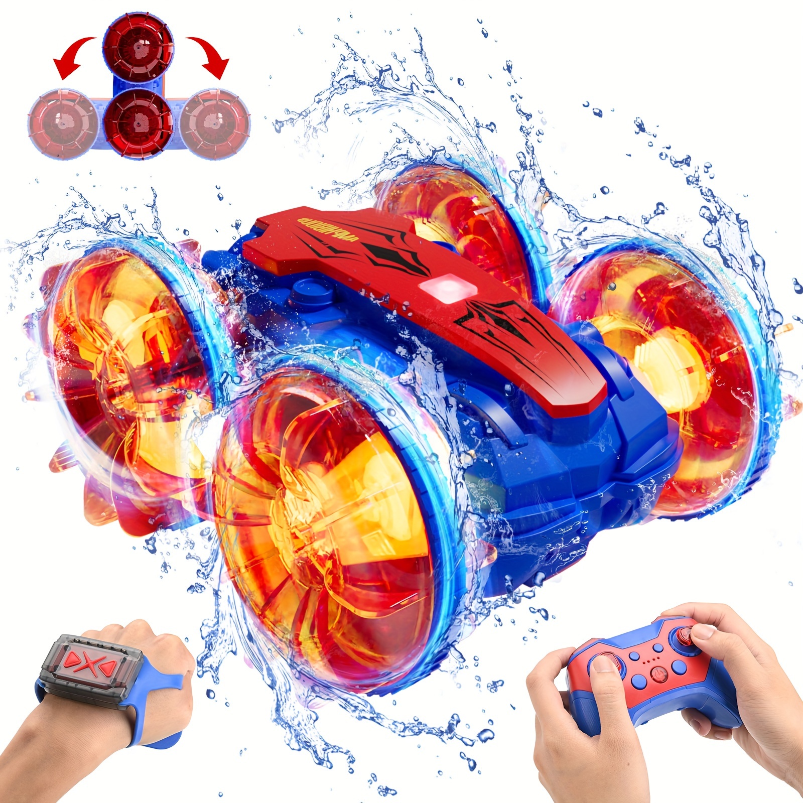 

Upgraded 360° Light Amphibious Stunt Remote Control Car, Light Tires, Colorful Light Change, Gesture Sensor, Waterproof Design, Amphibious Toy Car