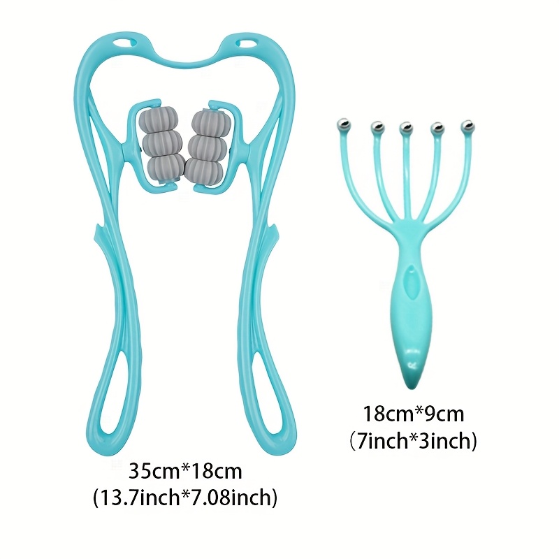 Image of 2pcs Mixed 6 Ball Cervical Massager And 5 Claw Head Massager Manual Neck Clamp Multifunctional Kneading Roller 6 Ball Shoulder And Neck Head Relaxation Massager