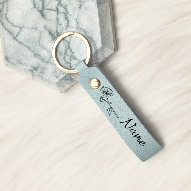 TEMU Custom Birth Flower Daisy Beaded Keychain With Name And Floral Charm - Car Keychain, Elegant Gift, Suitable For Women, Teachers, Birthdays,