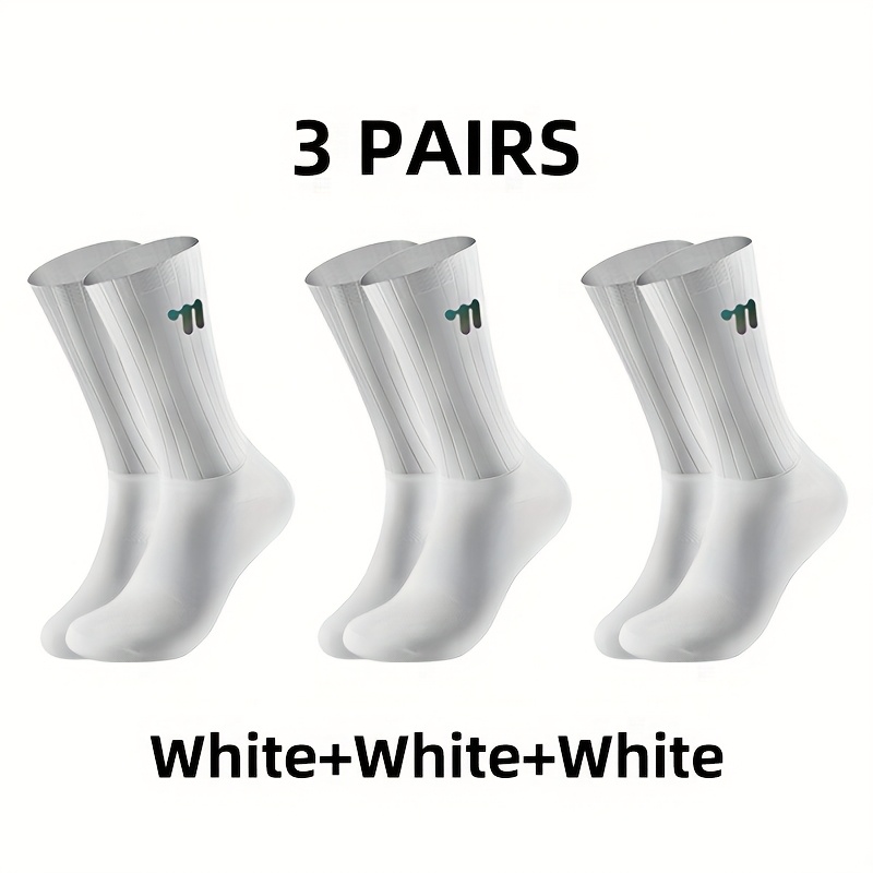 E-shop WEST BIKING 3 Paar Wadenhohe Fahrradsocken Italienisches -Gewebe Unisex Aerodynamische Socken Atmungsaktiv Rutschfest Kompressionssocken für