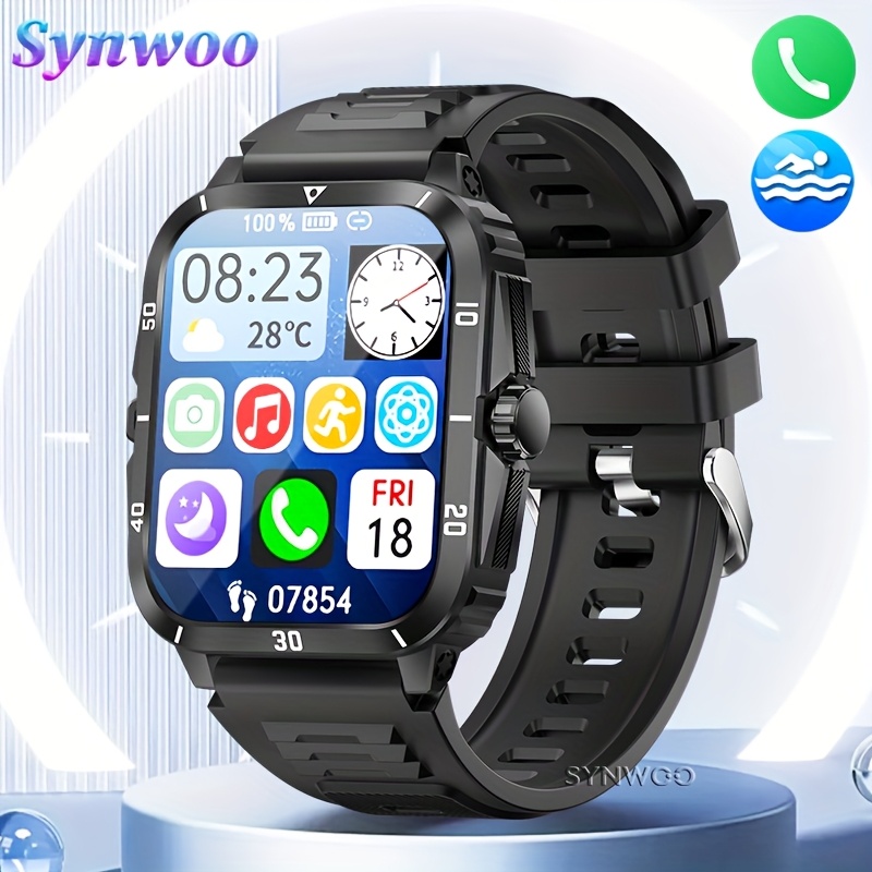 Men Smartwatch 1.96" Hd Screen 430mha Wireless Calling 100 Mode Women Smart Bracelet Women Swimming /voice//pedometer/music Control/replaceable Strap Wrist Watches For Iphone&