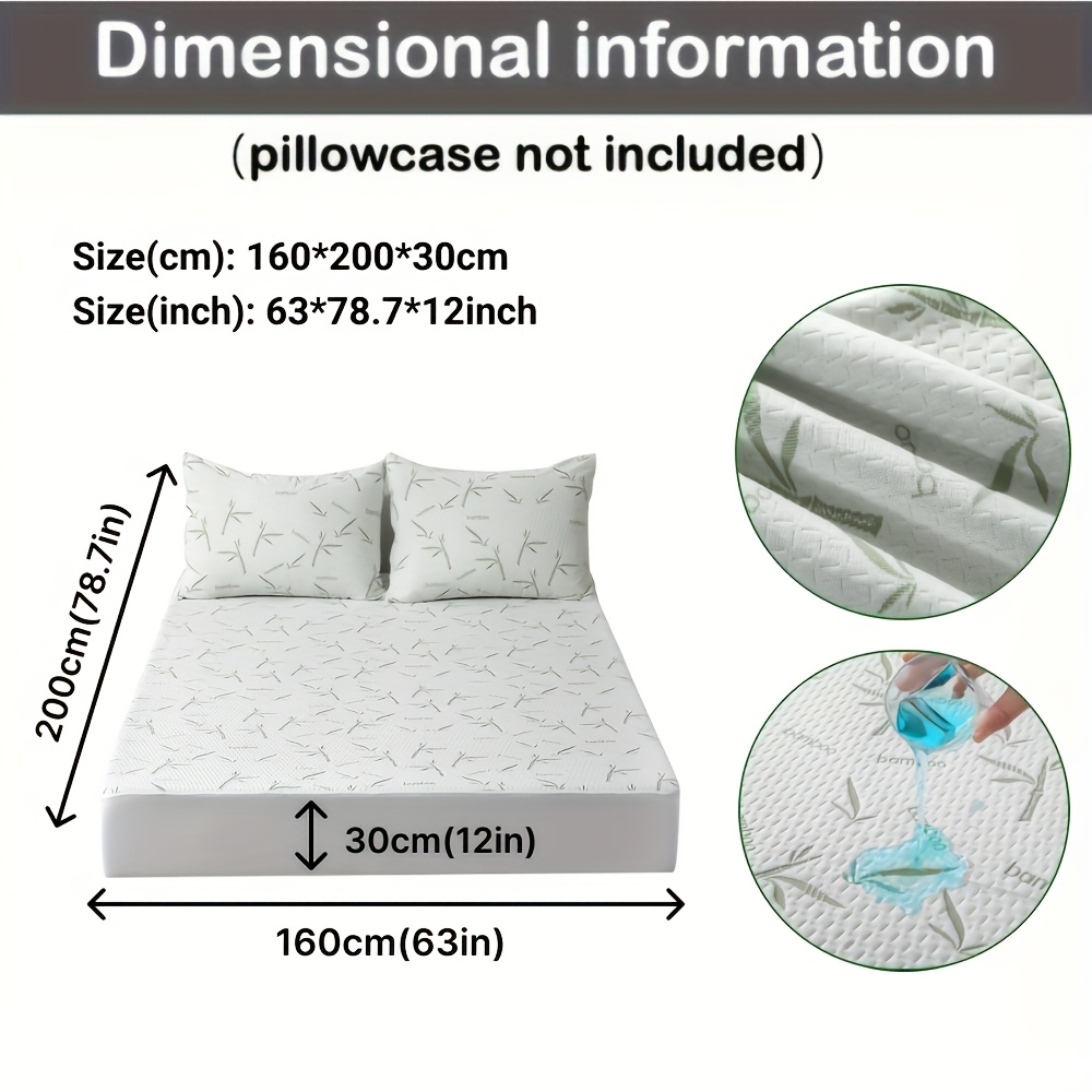 TEMU 1 protège-matelas imperméable de bambou (250Gsm), housse de matelas d'été rafraîchissante et respirante, couvre-lit 3D pour un sommeil