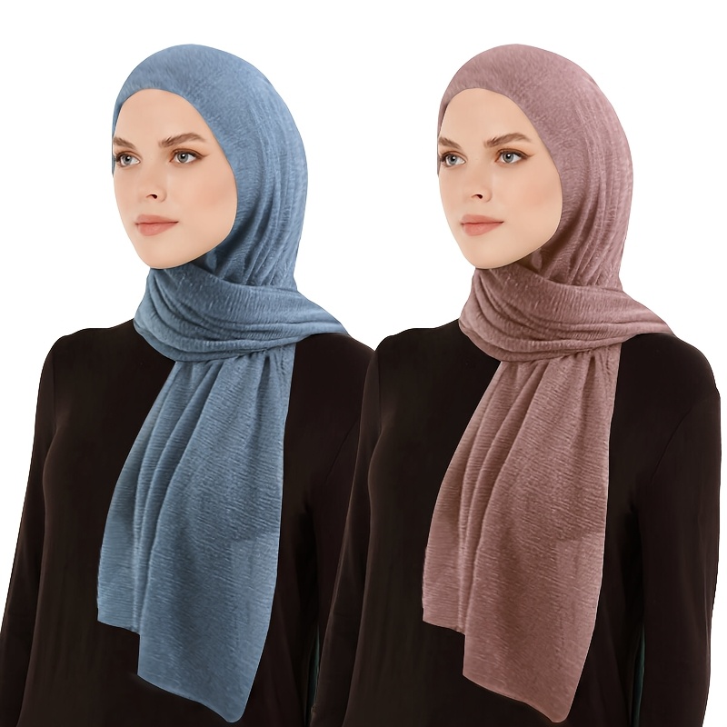 2pcs set summer breathable pleated chiffon scarf muslim headscarf wo   s middle eastern dubai turban long scarf