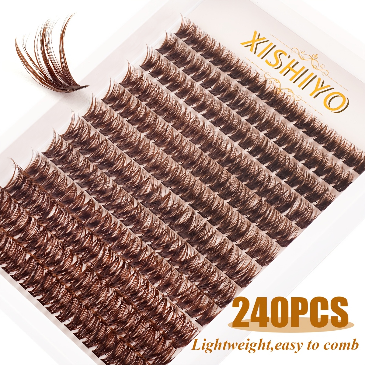 Image of 240/200pcs, D Brown Lashes, 60d, , 8-16mm, 0.07mm Thin Band, , Soft & Lightweight, Beginner-friendly, Portable For Touch-ups. For Daily, Parties, Sports, Cosplay, , Raves. Easy To Full Glam