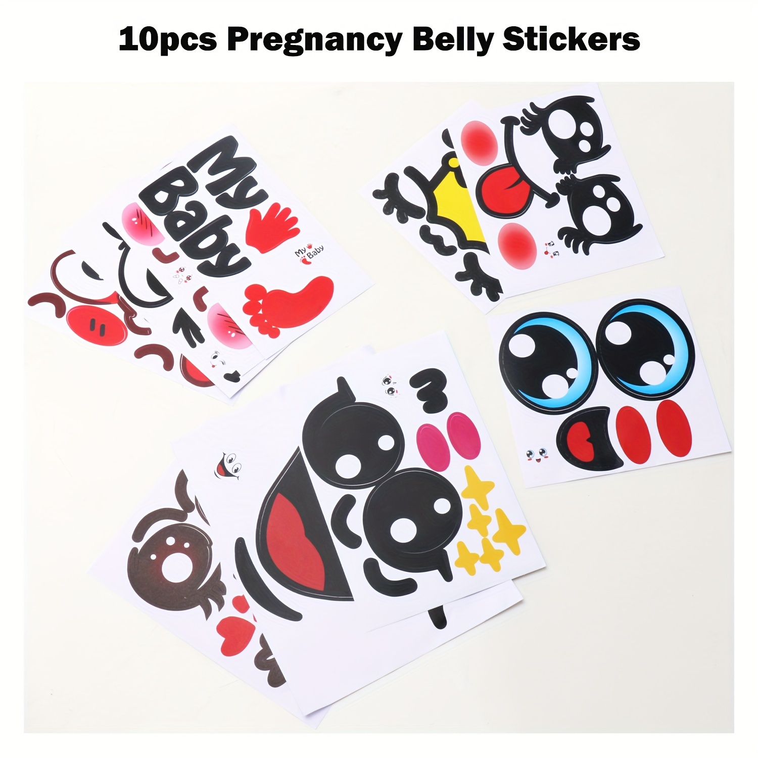 Image of 10pcs Maternity Pregnancy , Humorous , Photo Props For Expectant Mothers, Adhesive Maternity Photo Shoot Accessories, Party Celebrations, Age 14+, Paper Material