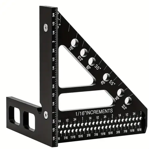 Aluminum Alloy Woodworking Ruler - 45/90 Degree Triangle Square, Measuring Tool