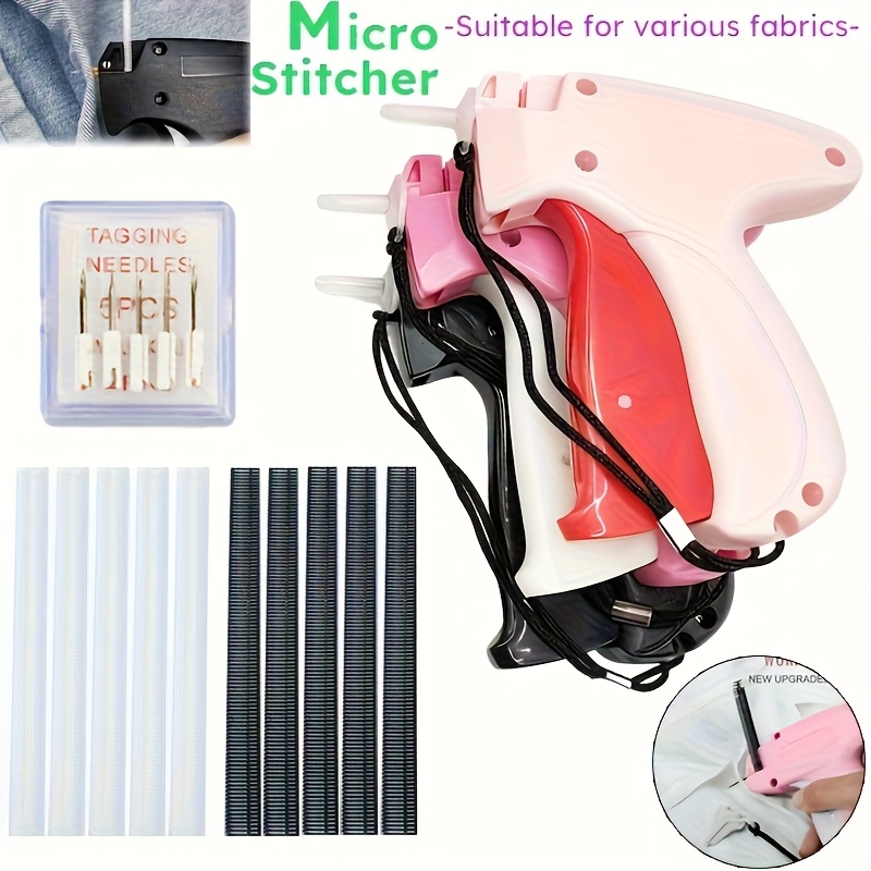 handheld clothing sewing gun mini tagging gun kit with 6 needles 500 black barbs 500 white barbs for quick garment repairs clothing labels diy sewing projects retail tagging and small sewing kits