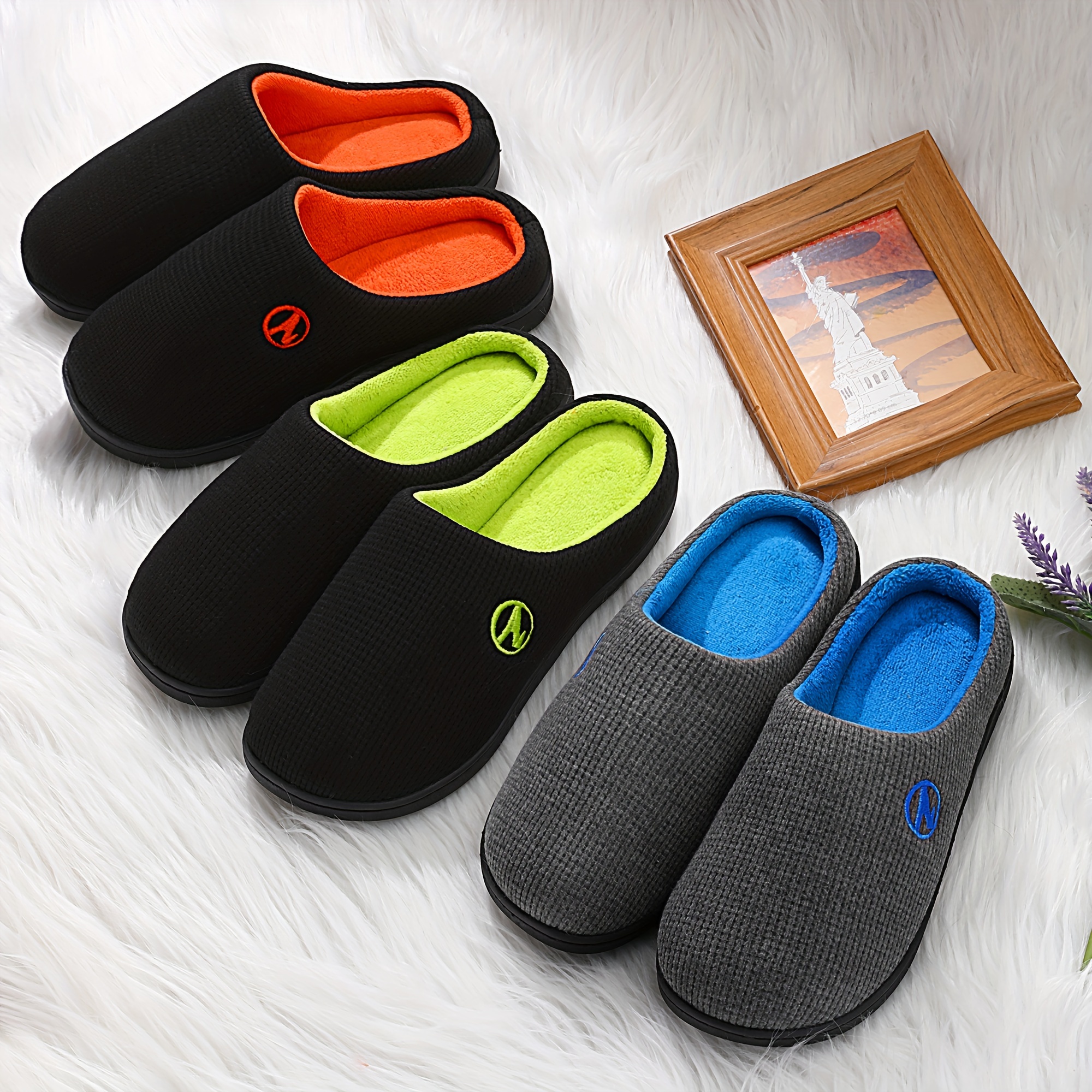 

Men's Home Shoes Anti Slip Memory Foam Slipper For Indoor Walking, Spring Autumn And Winter