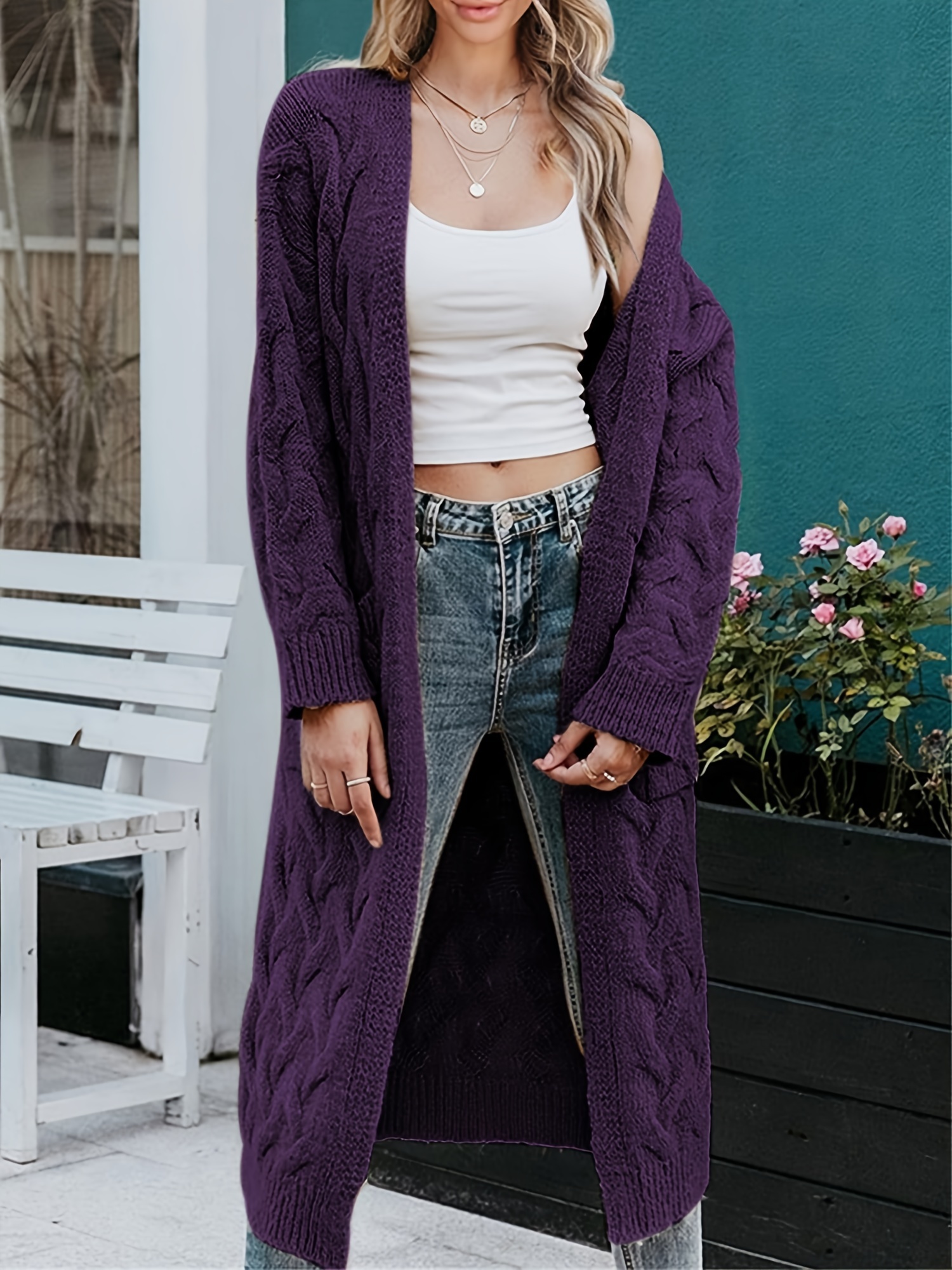 Purple Long Cardigan Long Cardigan Purple Women's Long Cardigan