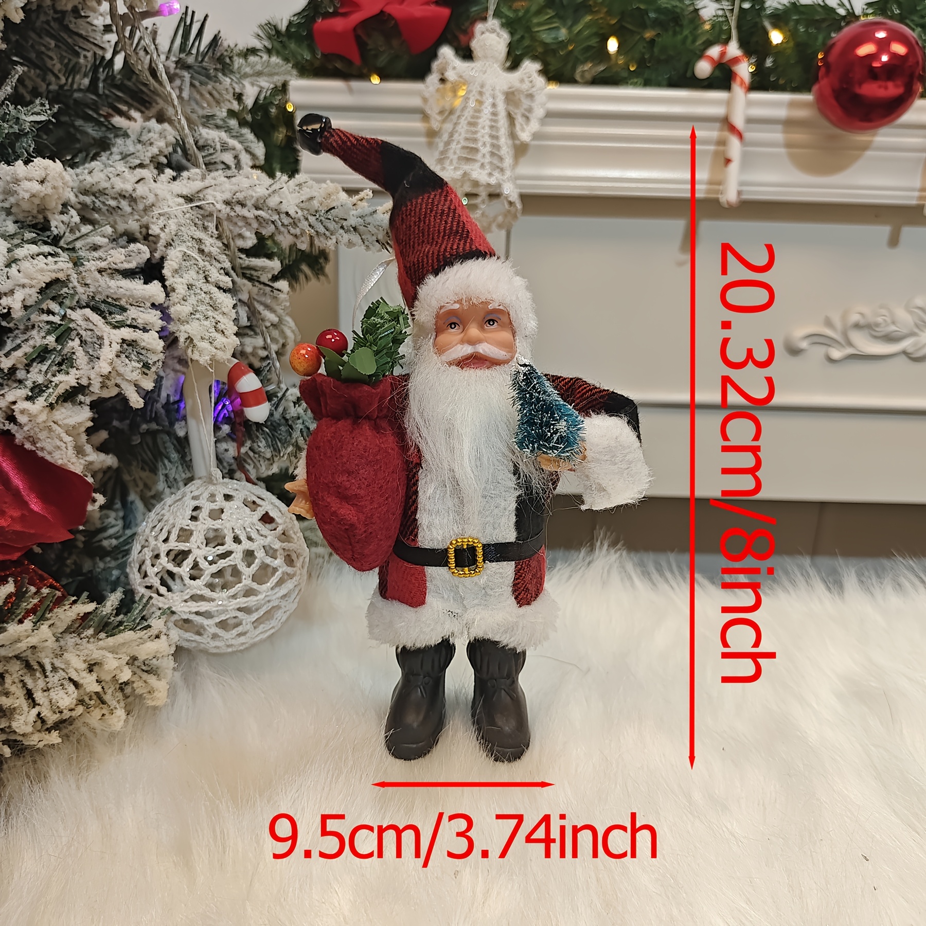 20cm Standing Posture Santa Claus Christmas Ornaments Pendant Festive Decoration Statue Ornaments