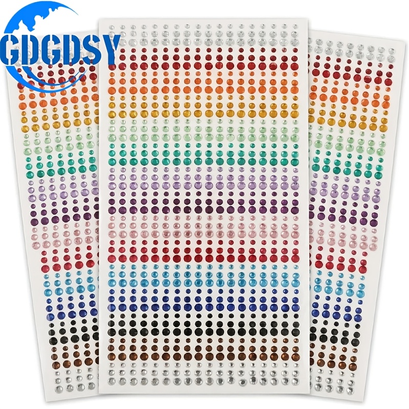 TEMU 2700 pezzi (3 fogli) di adesivi con per il in strass scintillanti, 15 colori di adesivi autoadesivi per il in strass, adesivi 3D acrilici per il