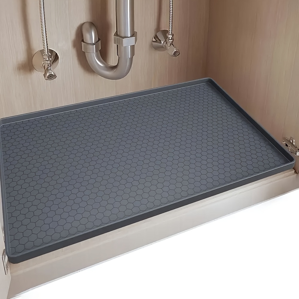 

Non-slip Silicone Sink Mat For Kitchen & Bathroom - Under Sink Protector, 34" X 22" Liner For Cabinets And Shelves