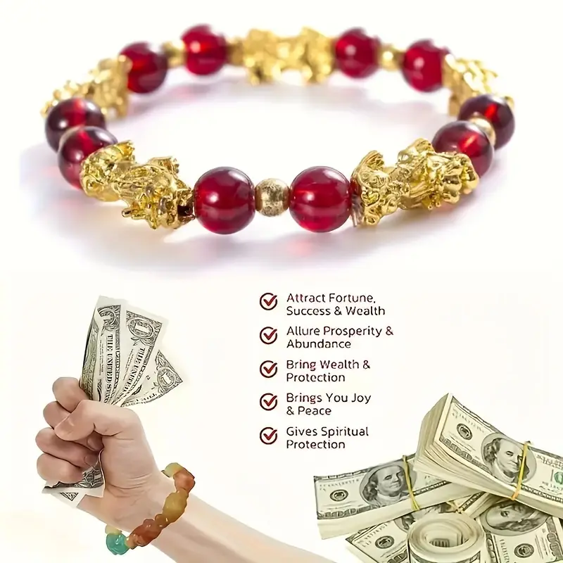 fashionable pixiu charm bracelet with stone beads unisex bringing jewelry 1pc no handcrafted accessory for details 3