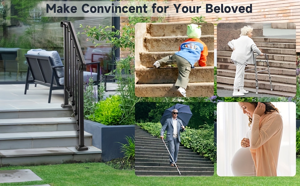 Grab Bar Handrails For Outdoor Steps Stair Railing Indoor, 1 To 3 Steps ...