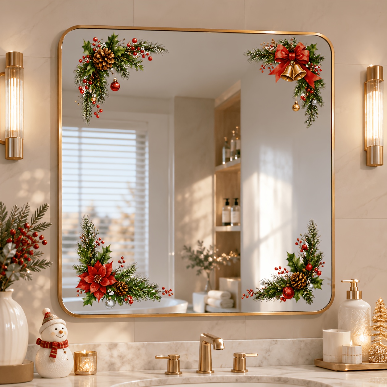 TEMU 1pc Christmas Vine Decoration Wall Sticker, Festival Atmosphere Decoration, Suitable For Mirror Surfaces And Wall Decoration, , Pvc Sticker,